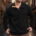 thumbnail image 5 of Blekii Men's Jacquard Knit Sweatshirt, Button Detail Stand Collar Pullover, Textured Pattern Long Sleeve Top, Smart Casual Layer for Spring/Fall, Lightweight And Breathable, Stylish, 5 of 5