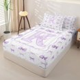 thumbnail image 2 of Manfei Romantic Sweet Bowknot Letter K Zipper Twin Comforter Sets with Fitted Sheet and 2 Pillowcases,Dreamy Purple Initial Bow Zipper Bedding Set for Girls,4-Piece,Reversible, 2 of 6