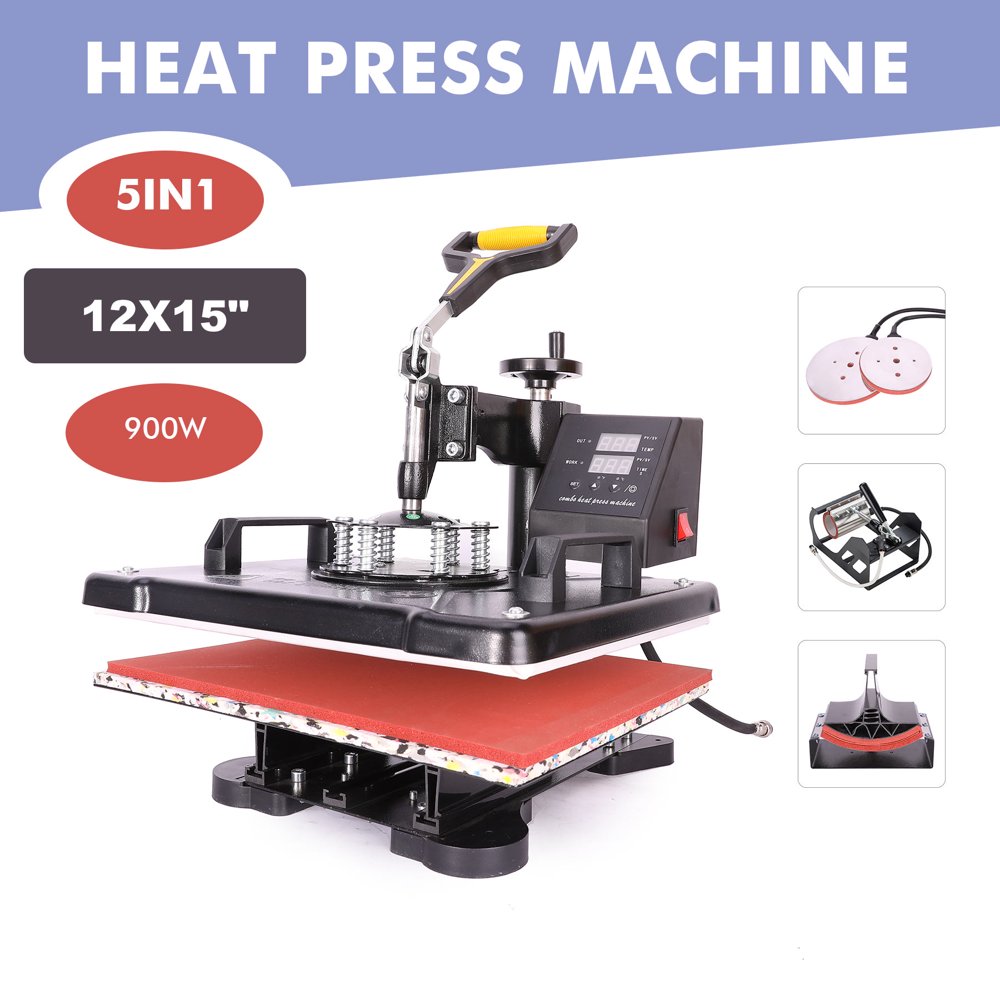 5 in 1 dual display heat press machine