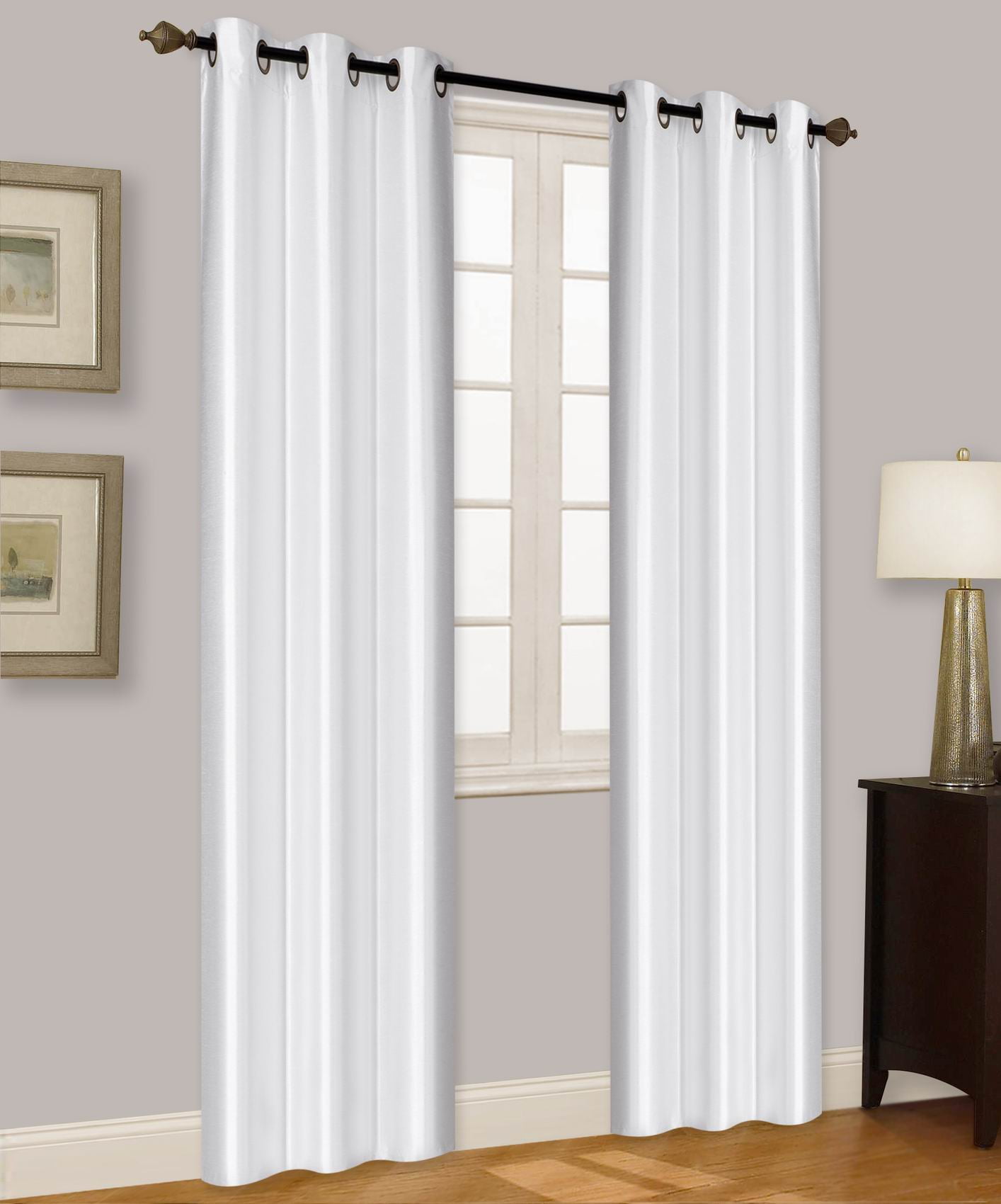 Elio White 2-Piece 100% Thermal Blackout Grommet Window Curtain With Foam Backing Set, Solid Room Darkening Panels 35' X 84' Each