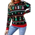 thumbnail image 4 of ZXSXSY Women Christmas Sequin Letter Print Crew Neck Long Sleeve Ugly Christmas Sweater, 4 of 8