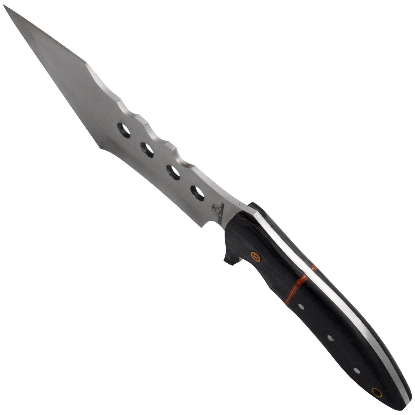 12.5'' Bowie Knife Full-Tang Fixed Blade Wood Handle w/Leather Sheath