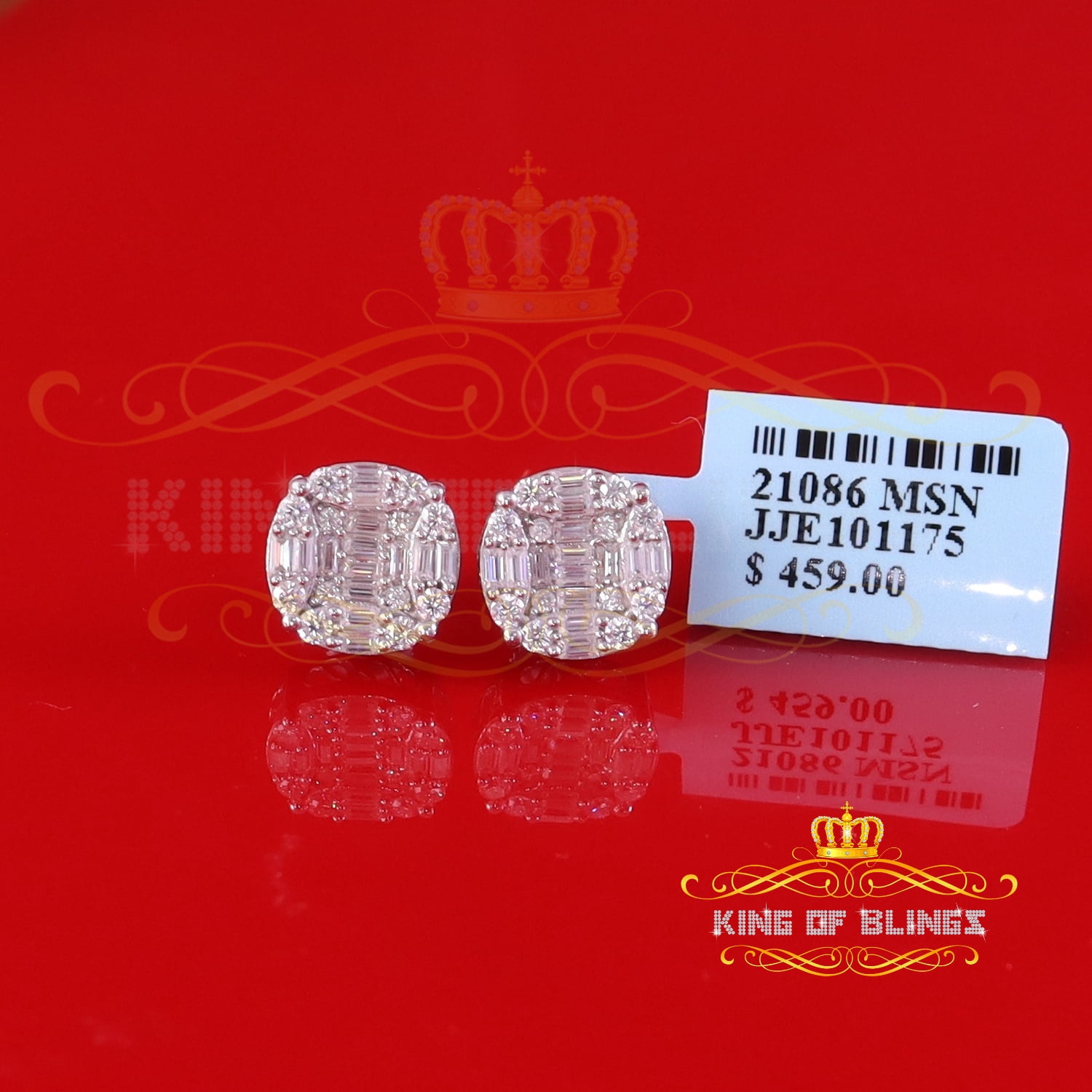 King of Bling's Men's/Womens 925 Silver White 2.00ct VVS 'D' Moissanite Round Stud Earrings