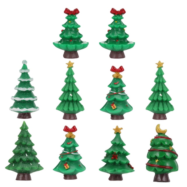 10 piezas Mini adornos para árboles de Navidad resina rústica decoración navideña en miniatura