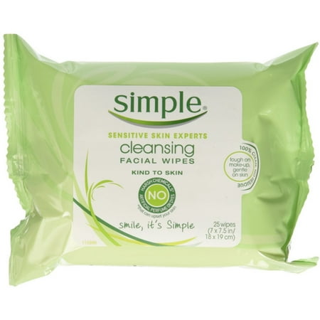 Simple Cleansing Facial Wipes 25 Each (Pack of 6)