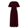 thumbnail image 6 of Zpanxa Ruched Back Dress Women Elegant Maxi Flutter Sleeve High Slit Evening Gown Formal Long Dress, 6 of 7