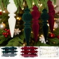 thumbnail image 6 of SHENGXINY Christmas Tree Ornaments, 6 pack White Flocked Finial Spindle Hanging Baubles for Tree Wreath Holiday Decor, 6 of 6