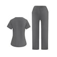 thumbnail image 3 of Stretch Scrubs Uniforms for Women - COZY V Neck Scrub Top and Bootcut Cargo Straight Pants with Multi-Pocket,Gray S, 3 of 3