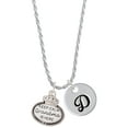 thumbnail image 1 of Delight Jewelry Keep Calm Grandma is Here Silvertone Script Initial Disc - D - Charm Necklace, 20"+3", 1 of 4