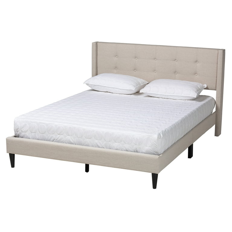 Baxton Studio Casol Mid-Century Modern Transitional Beige Fabric Upholstered Full Size Platform Bed Baxton Studio Casol Mid-Century Modern Transitional Beige Fabric Upholstered Full Size Platform Bed