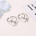 thumbnail image 5 of CASAFUN Silver Initial Letter Ring for Women,Adjustable Crystal Alphabet Ring,Name Initials Stackable Knuckle Rings A-Z CZ Open Ring Valentine's Day, 5 of 6