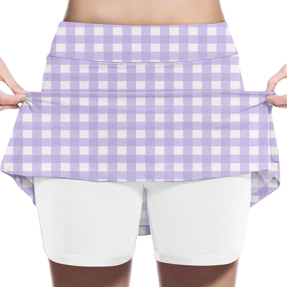 WPPGONE Girls Plaid Pattern A-Line Skirt High Waisted Gingham Checkered Athletic Skort Lightweight Flowy Sports Skirts for School Uniform Tennis Golf Summer Skirts