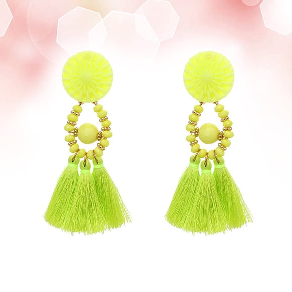 VERDANVERSE Aretes Etnicos De Borlas Con Amarillo Estilo Bohemio Para Uso Diario