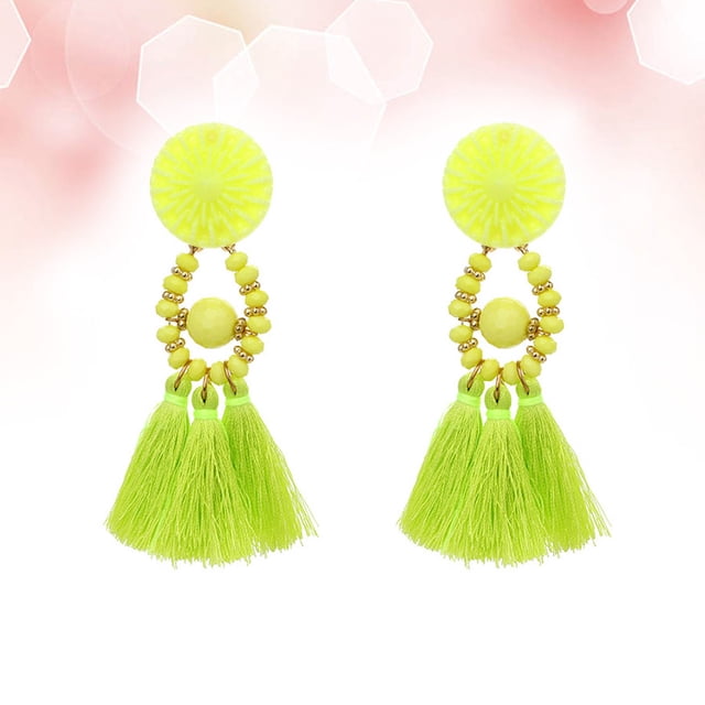VERDANVERSE Aretes Etnicos De Borlas Con Amarillo Estilo Bohemio Para Uso Diario
