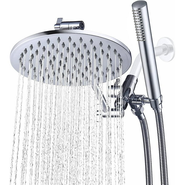 All Metal Dual Shower Head Combo | 8” Rainfall Shower Head Handheld ...