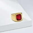 thumbnail image 2 of Men's Stainless Steel Gold Plated Ring with Cushion Cut Gemstone Simple Ring Size 7-13, 2 of 3
