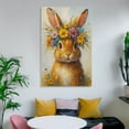 thumbnail image 5 of Framed Bunny Pictures Wall Art Vintage Rabbit Floral Crown Canvas Painting Easter Cute Animal Poster 2,Ready To Hang Poster, 5 of 5