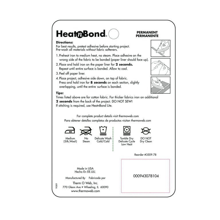 (.875X10yd) - HeatnBond Ultrahold No-Sew Iron-On Adhesive Roll, 2.2cm x 10 yds