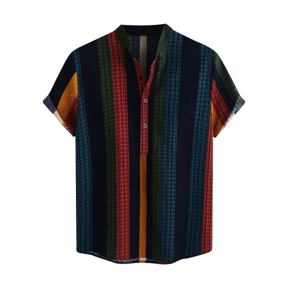 fartey Men's Trendy Cotton Linen Shirt Casual Button Down Shirts Baggy Fitted Short Sleeves Tops Soft Summer Lapel Breathable Fashion Hawaiian Beach Holiday Tshirt