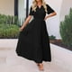 thumbnail image 1 of mfyjkho Vestidos para mujer, Vestidos largos plisados con cuello en V y manga corta con estampado de moda para mujer, vestidos maxi con cintura elástica, vestido playero bohemio con bolsillos xl, 1 of 7
