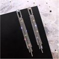 thumbnail image 1 of Long Feather Earrings for Women, Shiny Rhinestone Flower Design, Water Drop Earrings for Weddings and Parties, Made in China, 1 of 2