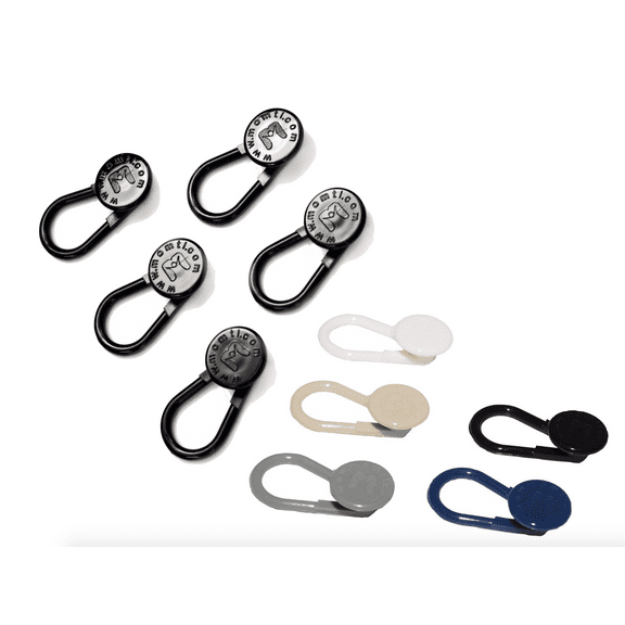 2" Sturdy Stretch Button Pant Extender Variety Pack (5 x Multi-Color and 5 x Black)