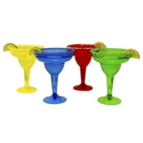 Margarita Glasses Set - Plastic Glass - 11.5 Ounces - 20 Count - Party Assorted Red, Blue, Green and Yellow