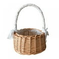 thumbnail image 1 of Wicker Rattan Flower Basket, Willow Handwoven Basket with Handle and Plastic Insert, Easter Eggs Candy Basket Wedding Flower Girl Baskets for Home Garden Decor,Brown, 1 of 10