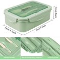 thumbnail image 2 of Caja bento, fiambrera, fiambrera hermética, 3 compartimentos, con cuchara y tenedor, cajas de seguridad a prueba de fugas, protección de la salud y el medio ambiente (verde) JFHHH pequeña, 2 of 5
