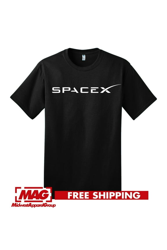 SPACE X BLACK T-SHIRT Logo Tech Rockets Cool Space Mars Tshirt Tee Falcon Force