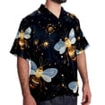 thumbnail image 2 of Starry Bees in the Sky Men's Short Sleeve Poplin Shirt with Spread Collar Tops, Casual Printed Button Down, Summer Beach Shirt for Men - Unisex, Stylish Men's Shirts, 2 of 6