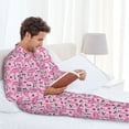 thumbnail image 6 of Honeii Cool Flamingos Pattern Mens Pajamas Set,2pcs Men's Lounge Long Sleeve Sleep Shirt and Pajama Bottoms Sleepwear Set,Mens Pjs Sets-XX-Large, 6 of 7