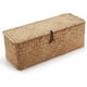 thumbnail image 3 of Cesta de junco marino rectangular con tapa, diseño funcional y tejido, contenedor de almacenamiento versátil con 3 secciones para artículos pequeños, estructura de madera resistente y canasta de, 3 of 7