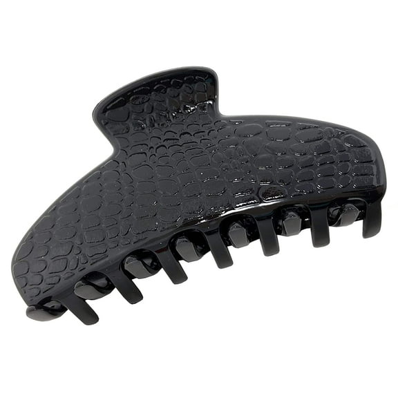 Parcelona France Croco Medium 3 1/2 Inches Celluloid Black Claw Jaw Hair Clip