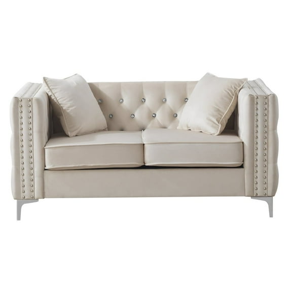Glory Furniture Paige Loveseat in Ivory Color