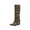 Coffee, variant on Women's Western Boots Chunky Heel Mid Calf Distressed Leather Trendy Buckle Detail Versatile Comfortable and Classic Retro Fall Winter Boots