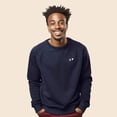 thumbnail image 3 of Dalix Panda Embroidered Fleece Crewneck Long Sleeve Sweatshirt Mens in Heather Navy L Large, 3 of 5