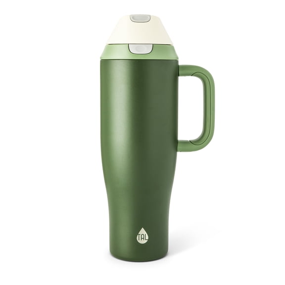 TAL 40oz Stainless Steel 2-in-1 Straw and Chug Tumbler with Push Lid and Handle, Army Green