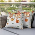 thumbnail image 4 of Thanksgiving Pumpkin Pillow Covers 2 Pack Autumn Orange Green Leaves Vintage Village Farm Pillowcase Waterproof Outdoor Throw Pillow Cover for Patio Garden Square Cushion 20”x20”, 4 of 9