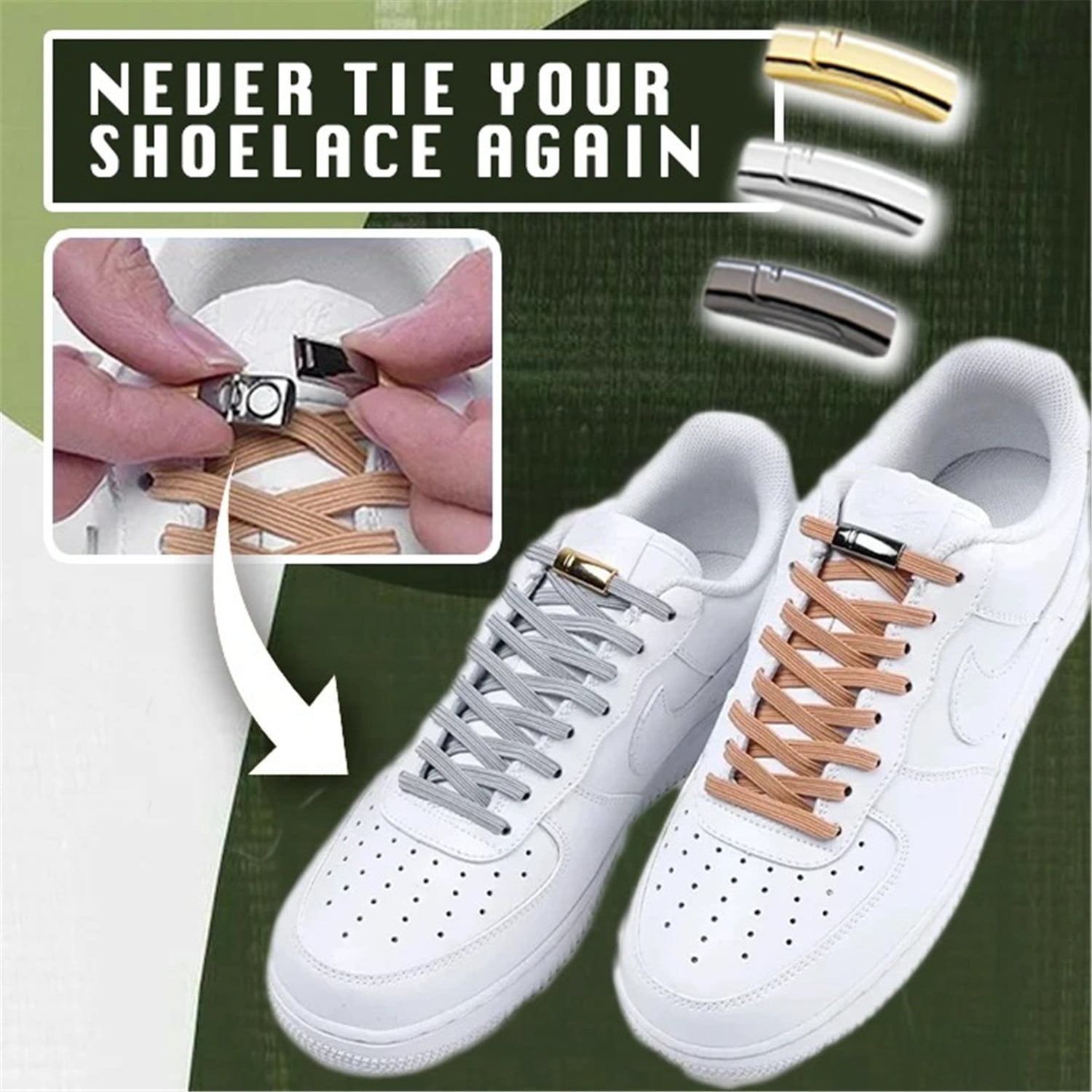 No Tie Magnetic Shoelace for Trainers sneakers Adult Kid White Elastic Laces NEW