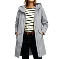 thumbnail image 3 of Zynoxe Women's Waterproof Windbreaker Jackets Relaxed Mid-Length Long Sleeve Casual Jackets Fashion Zip Up Hooded Jacket for Women Lightweight Solid Color Outdoor Hiking Trench Coat with Pockets XL, 3 of 10