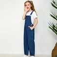 thumbnail image 6 of ZHOUCHANKIDS Girls Denim Overalls Slim Fit Stretch Jeans for Teenage Girls Casual Jumpsuit Pants Comfortable Playwear for Kids 9-10 Years, 6 of 7