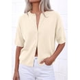 thumbnail image 4 of PRETTYGARDEN Women Spring Short Sleeve Cardigan Sweaters Button Down Knit Shirt Blouse Dressy Casual Tops Summer Outfits, 4 of 8
