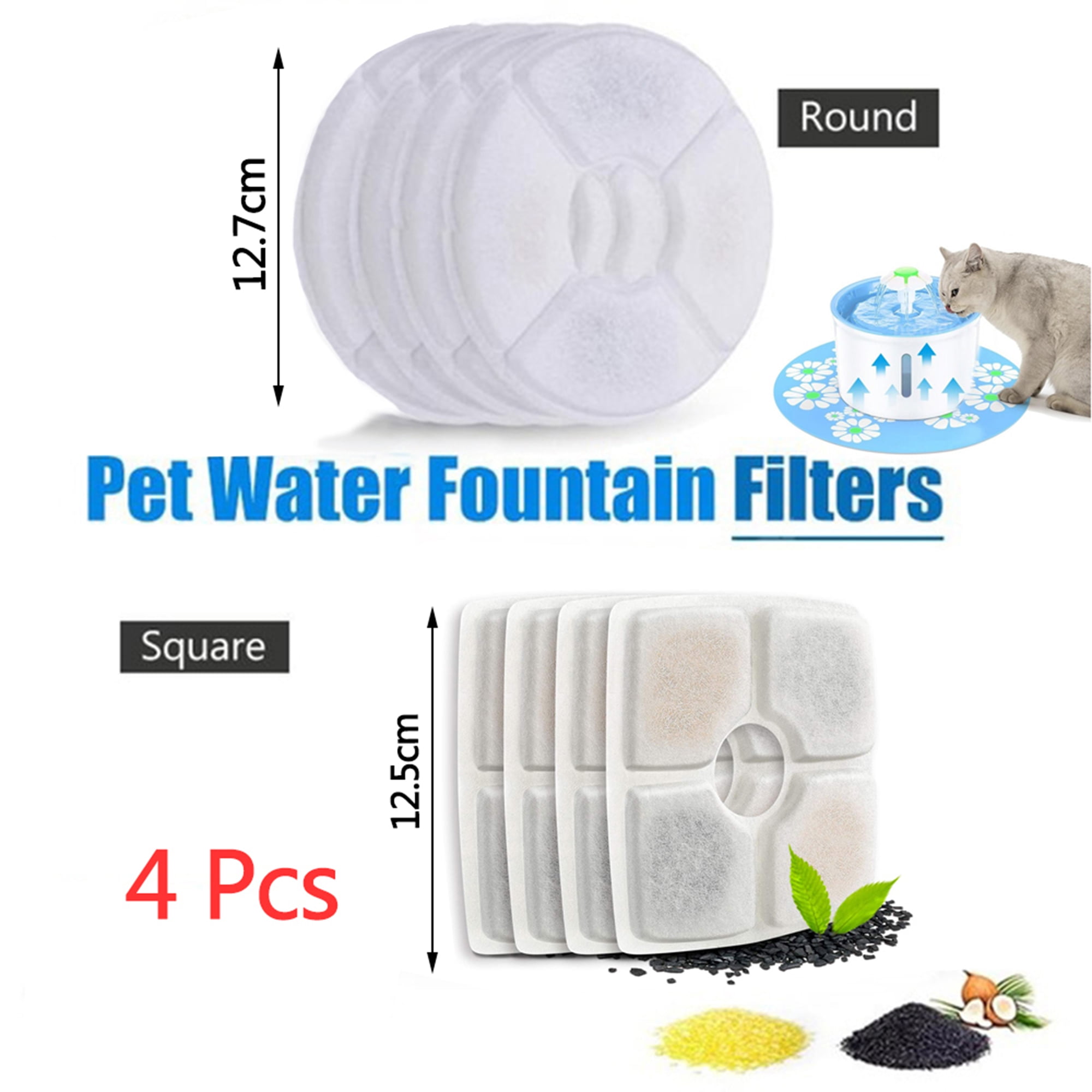 Pet Automatic Drinking Water Flower Dispenser Filters Replacement Best Fountain Filters for Dogs and Cats Activated Carbon Water Dispenser Filters 4 Pack Cat Water Fountain Filters
