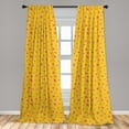 thumbnail image 4 of Ambesonne Dogwood Curtains, Horizontal Lines Flower Art, Pair of 28"x63", Earth Yellow and Dried Rose, 4 of 4
