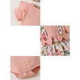 thumbnail image 4 of Gustave 3Pcs Baby Girls Ruffle Romper Jumpsuit Floral Suspender Skirt & Headband Infant Short Sleeve Outfit Set, Pink, 4 of 5