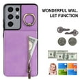 thumbnail image 2 of Mantto Wallet Case for Samsung S21 Ultra, Slim Premium Credit Card Slot, Zipper Wallet Case with Ring Holder Kickstand Leather Magnetic Flip Back Shockproof Cover for Samsung Galaxy S21 Ultra, Purple, 2 of 10