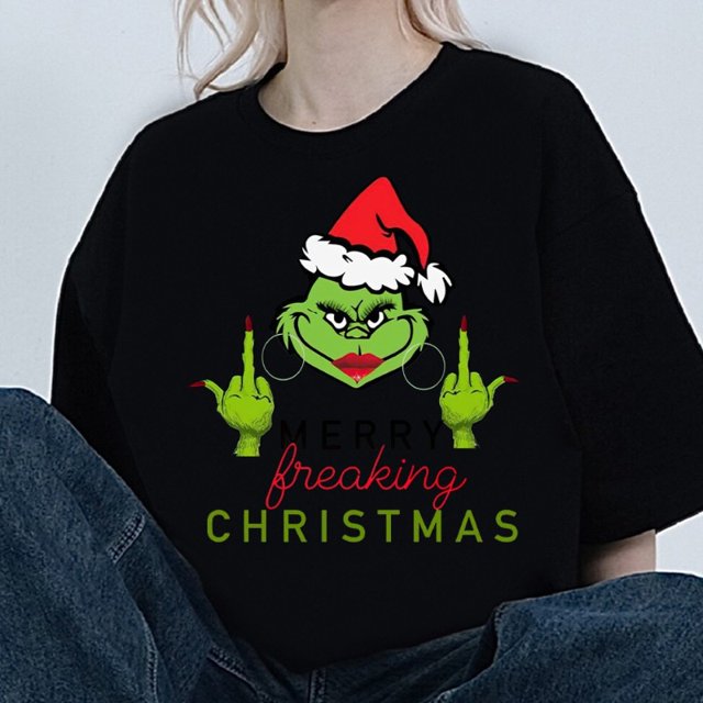 Camiseta de dibujos animados para hombres y mujeres, ropa de combinación, cuello de manga corta, moda de algodón, cómo el g-grinch estola c-navidad