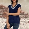 thumbnail image 4 of Ashirexll Womens Summer Tops Solid Color V-Neck Tank Top with Contrast Diamond Pattern Sleeveless Sweater, 4 of 4