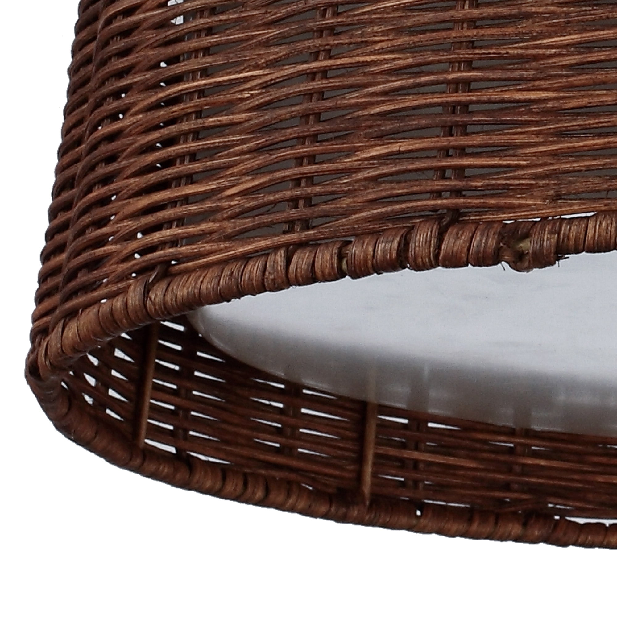 Parrot Uncle Farmhouse Rattan Drum Flush Mount Ceiling Lights LED Lighting for Bedroom Living Room Dining Room, 16.5 Inch